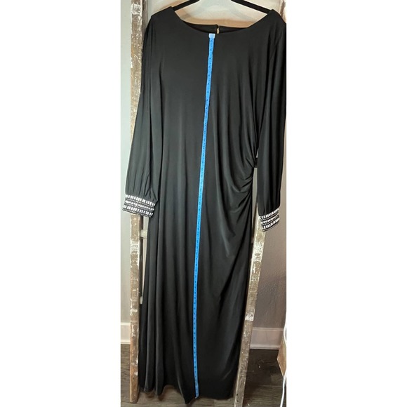 Long Sleeve MSK  Maxi Dress Black Special Occasion Embellished Cuff Evening Gown - Picture 3 of 8